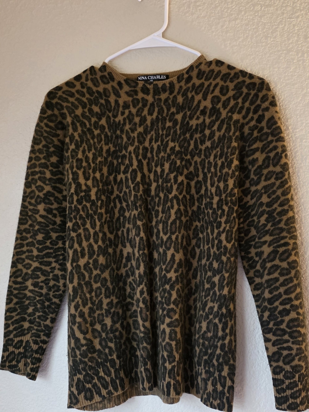 Vintage Nina Charles | Wool/Angora Sweater - Leopard Print Brown/Black